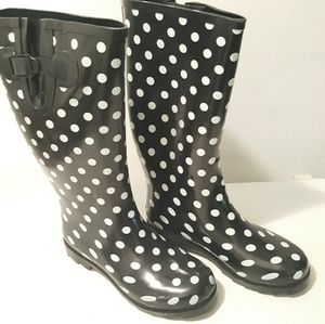Black and White polka dot Boots
